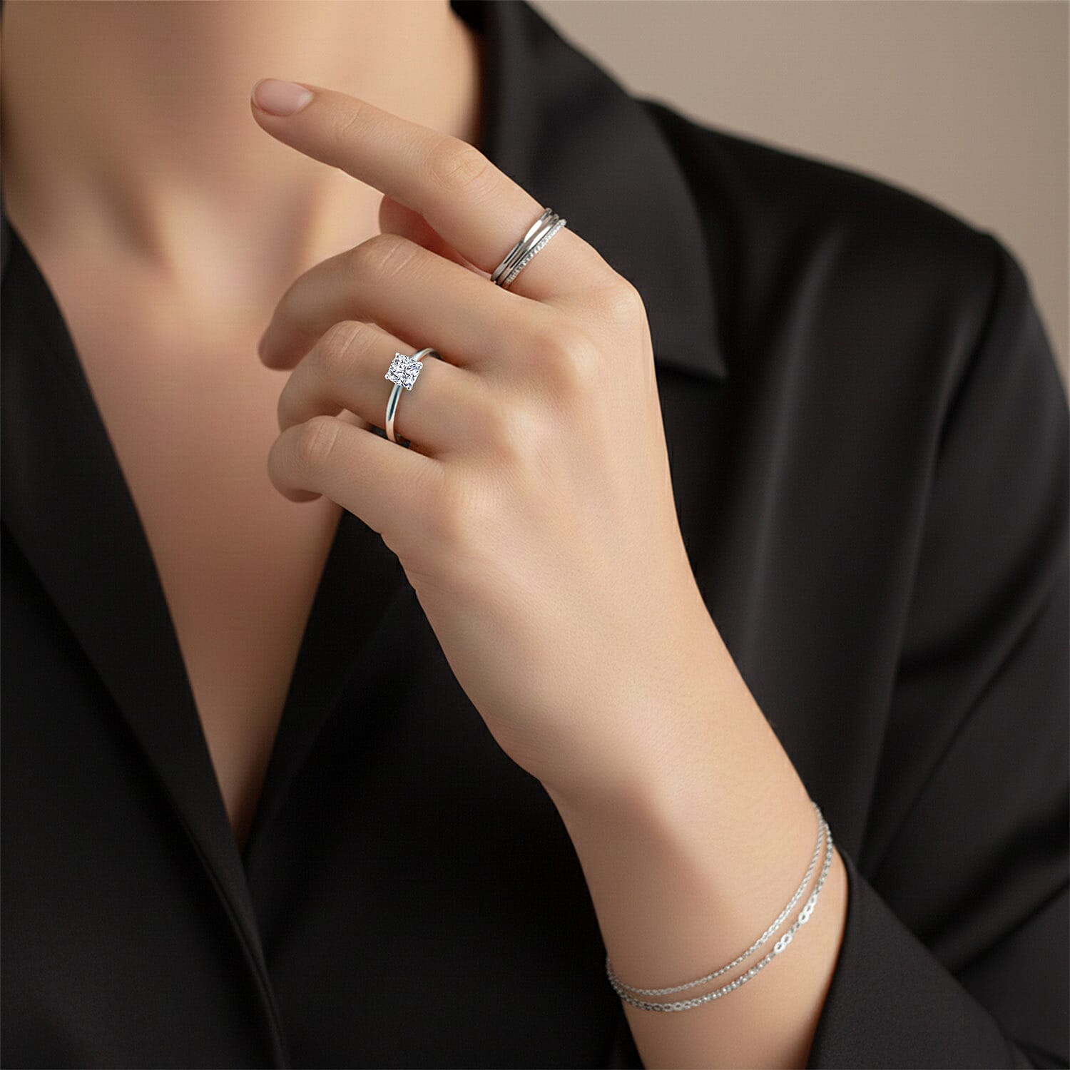 LUXURIANT 1 Ct. Lab Grown Diamond Solitaire Ring in Sterling Silver